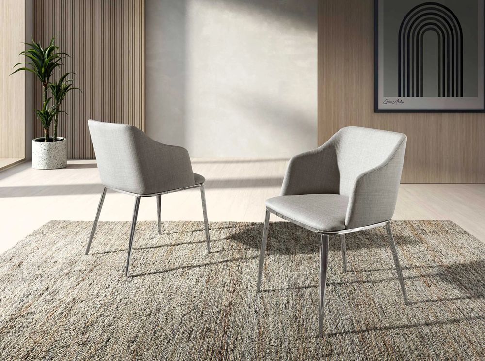 Chairs - Gray fabric upholstered Dining table chair - ANGEL CERDÁ