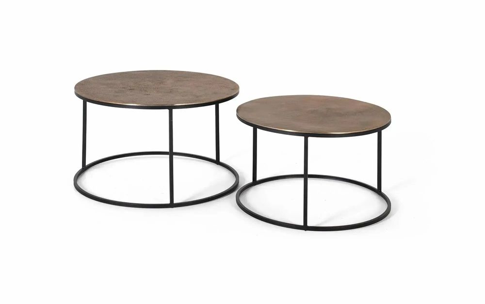 Tables basses - Lot de 2 tables en métal et cuivre - GINER Y COLOMER