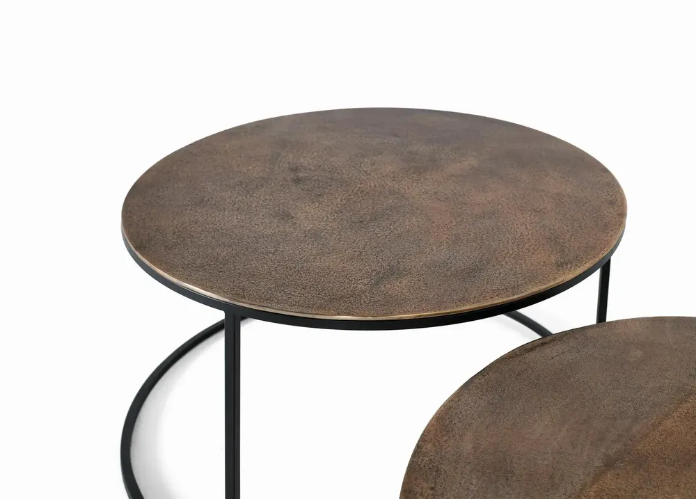 Tables basses - Lot de 2 tables en métal et cuivre - GINER Y COLOMER