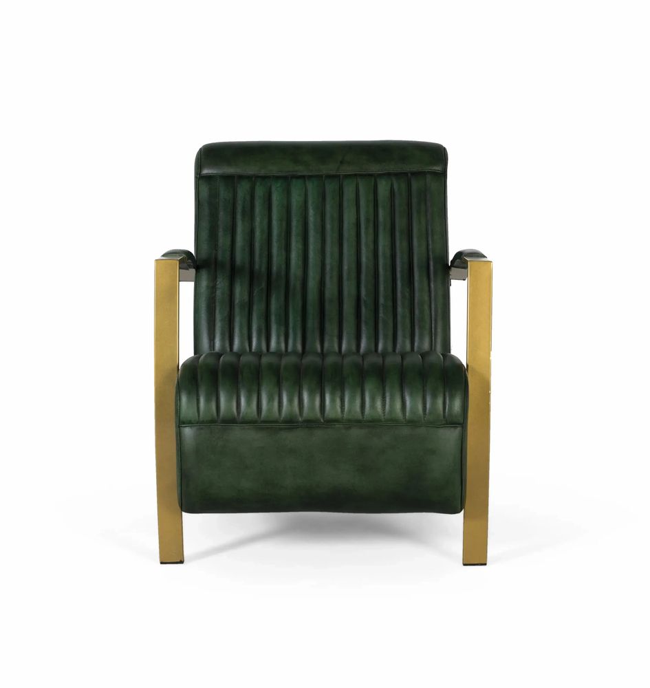 Armchairs - Armchair covered in natural leather with gold metal structure - GINER Y COLOMER