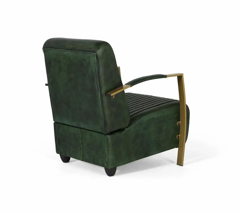 Armchairs - Armchair covered in natural leather with gold metal structure - GINER Y COLOMER