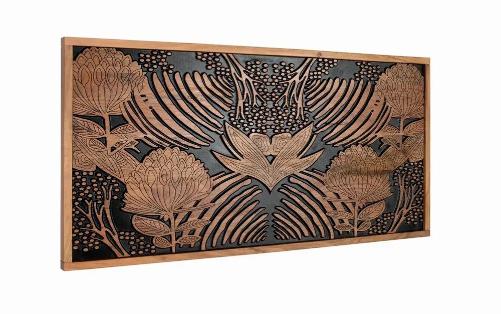Lits - Tête de lit en bois d'acacia naturel et noir - GINER Y COLOMER