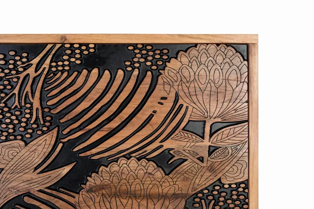 Lits - Tête de lit en bois d'acacia naturel et noir - GINER Y COLOMER