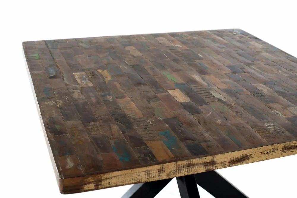 Tables Salle à Manger - Table à manger 4 places en bois recyclé multicolore diamètre 120 - GINER Y COLOMER