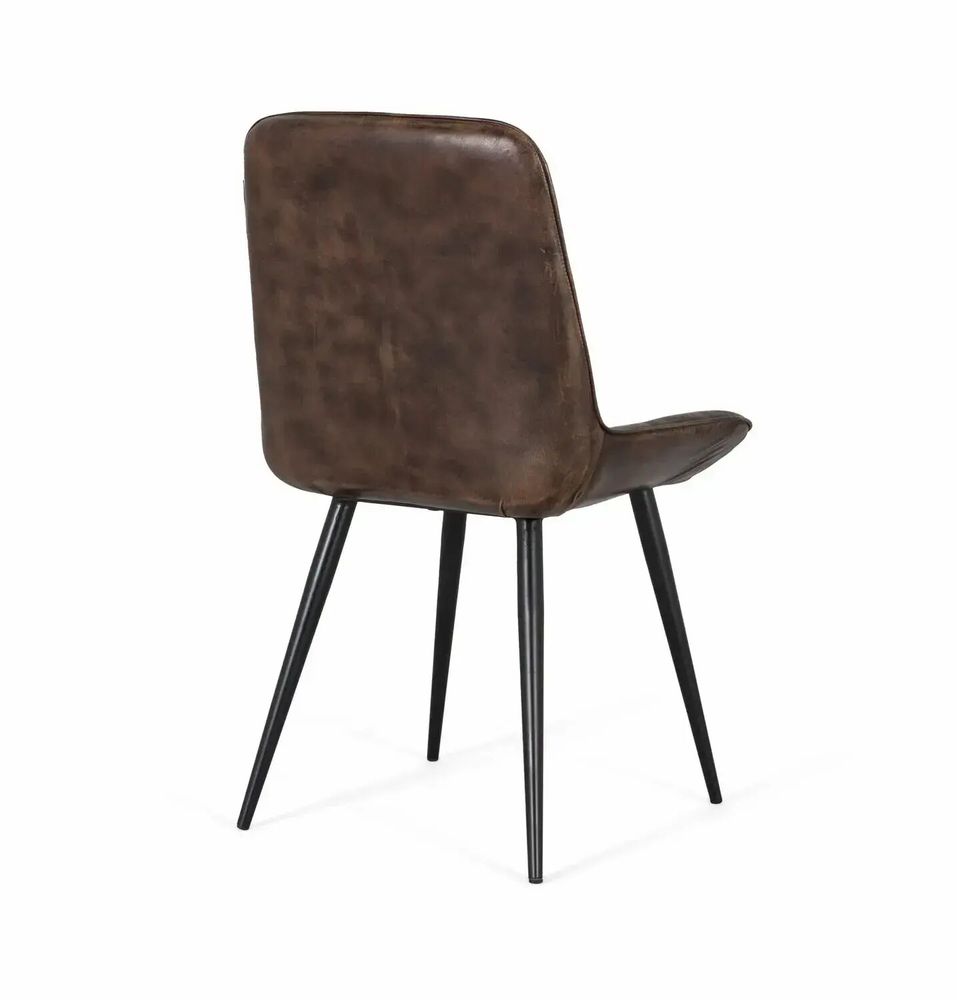 Chaises - Chaise rembourrée en cuir gris cendré - GINER Y COLOMER