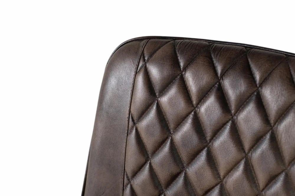 Chaises - Chaise rembourrée en cuir gris cendré - GINER Y COLOMER