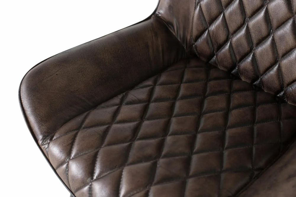 Chaises - Chaise rembourrée en cuir gris cendré - GINER Y COLOMER
