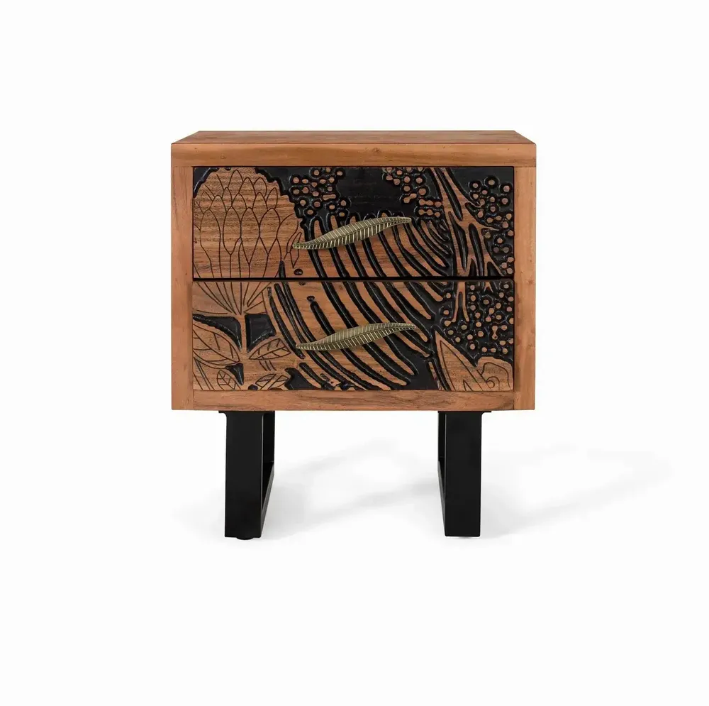 Night tables - Acacia wood and metal bedside table - GINER Y COLOMER