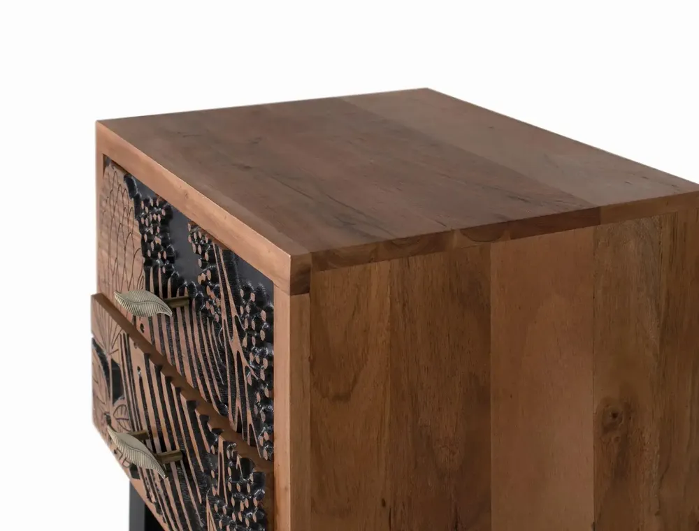 Night tables - Acacia wood and metal bedside table - GINER Y COLOMER