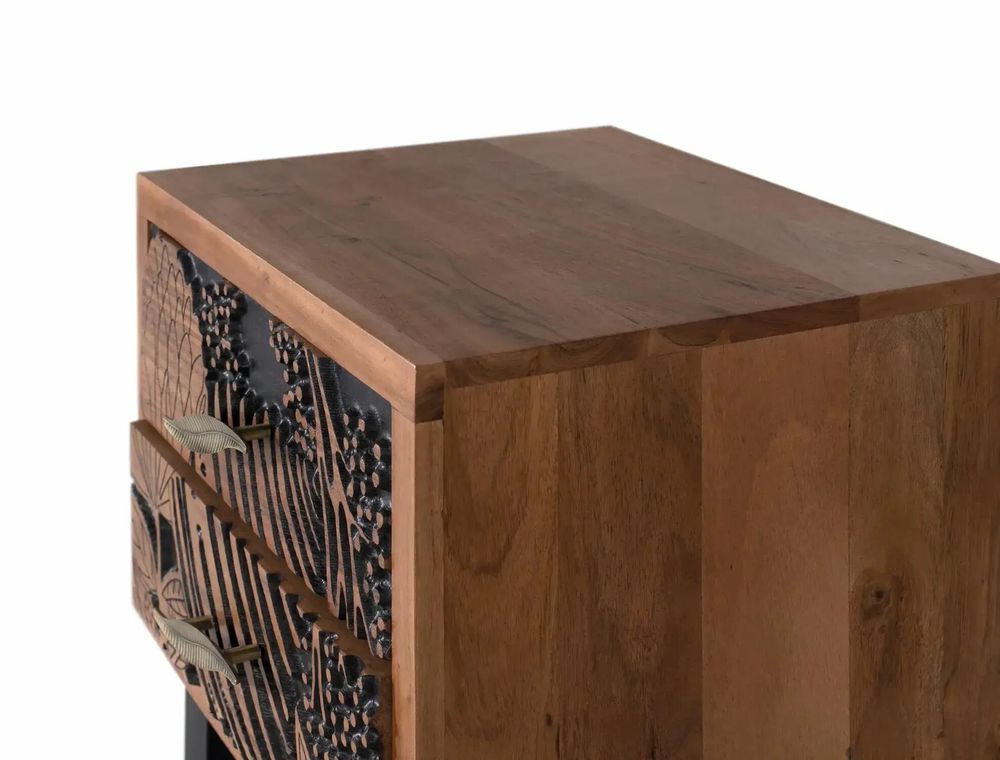 Night tables - Acacia wood and metal bedside table - GINER Y COLOMER