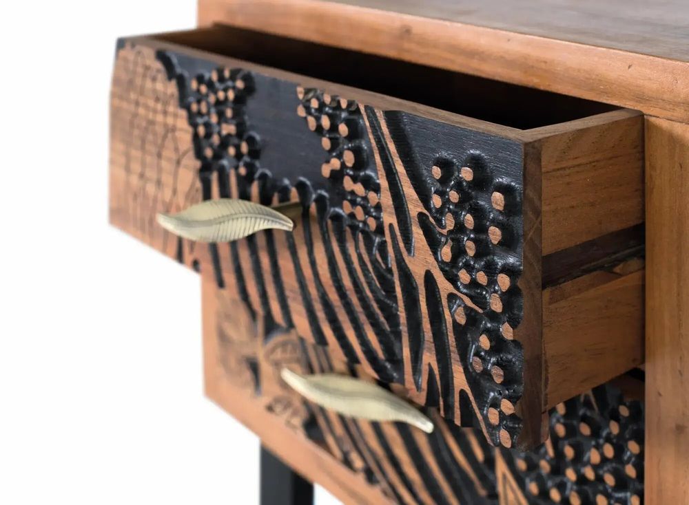 Night tables - Acacia wood and metal bedside table - GINER Y COLOMER