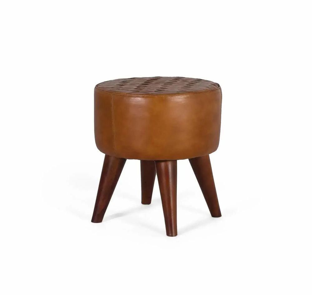 Stools - Round stool covered in bovine leather - GINER Y COLOMER