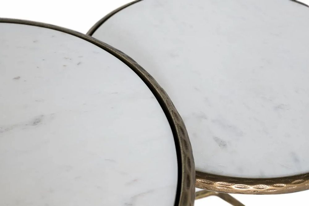 Tables basses - Lot de 2 tables basses rondes dorées et blanches - GINER Y COLOMER