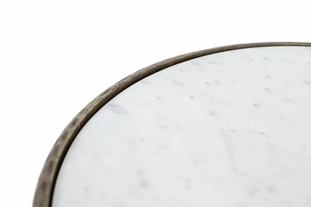 Tables basses - Lot de 2 tables basses rondes dorées et blanches - GINER Y COLOMER