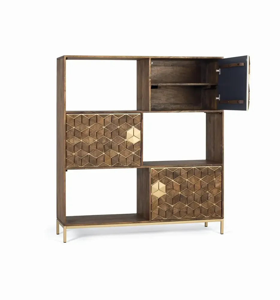 Bookshelves - Mango wood and metal bookcase - GINER Y COLOMER