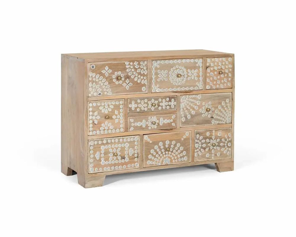 Commodes - Commode à dix tiroirs en bois de manguier - GINER Y COLOMER