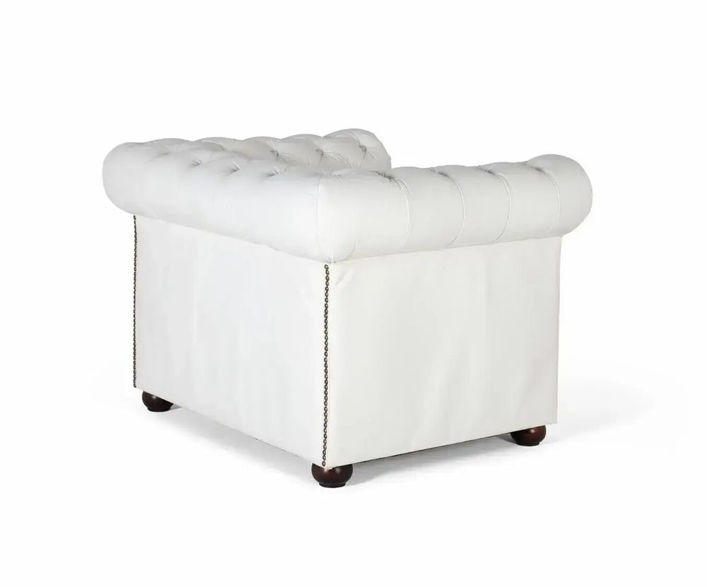 Armchairs - Single-seater Chester armchair covered in natural leather with white finish - GINER Y COLOMER