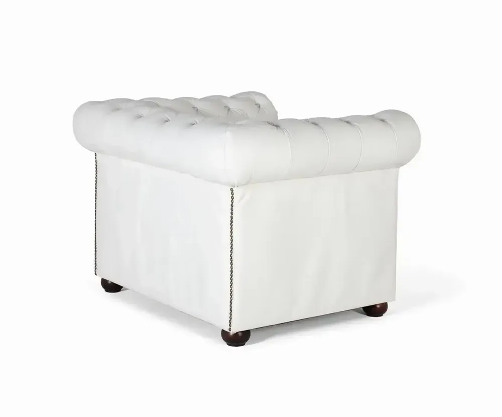 Armchairs - Single-seater Chester armchair covered in natural leather with white finish - GINER Y COLOMER