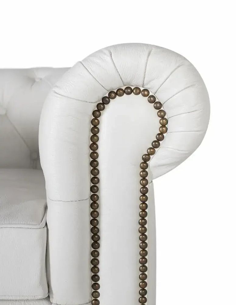 Armchairs - Single-seater Chester armchair covered in natural leather with white finish - GINER Y COLOMER