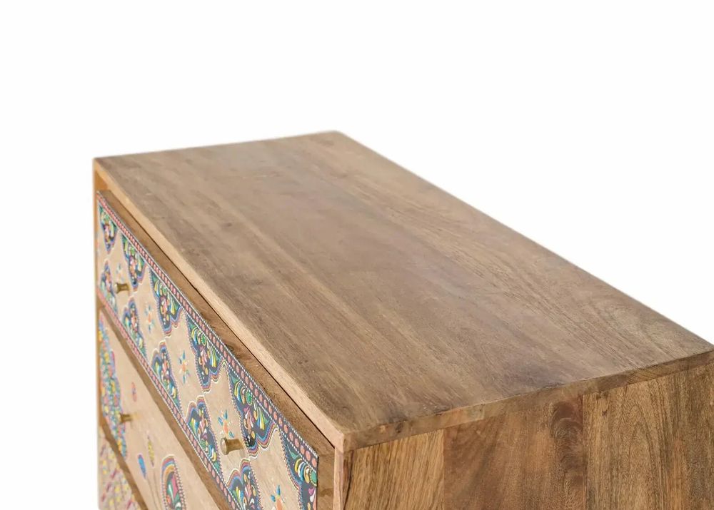 Chests of drawers - Solid mango wood chest of drawers with hand painted details - GINER Y COLOMER