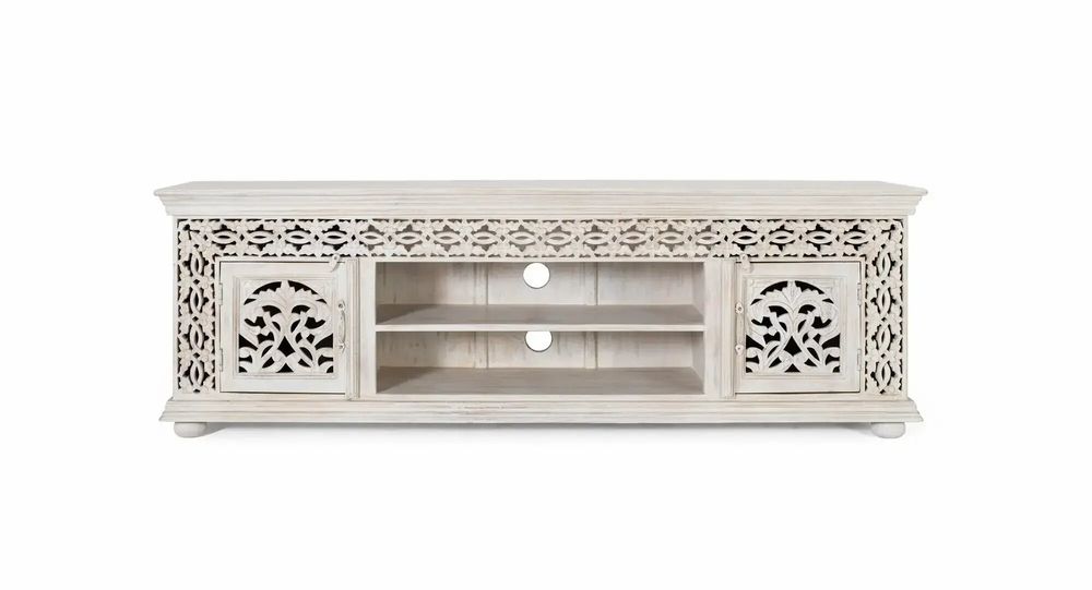Meubles TV - Meuble TV en bois manguier blanc vieilli - GINER Y COLOMER