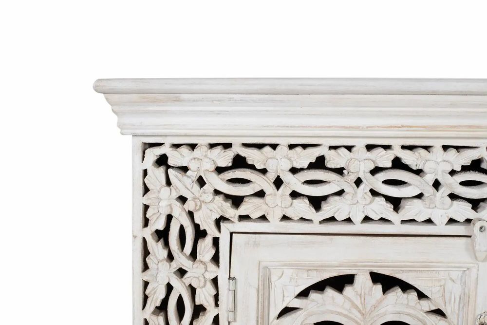 Meubles TV - Meuble TV en bois manguier blanc vieilli - GINER Y COLOMER