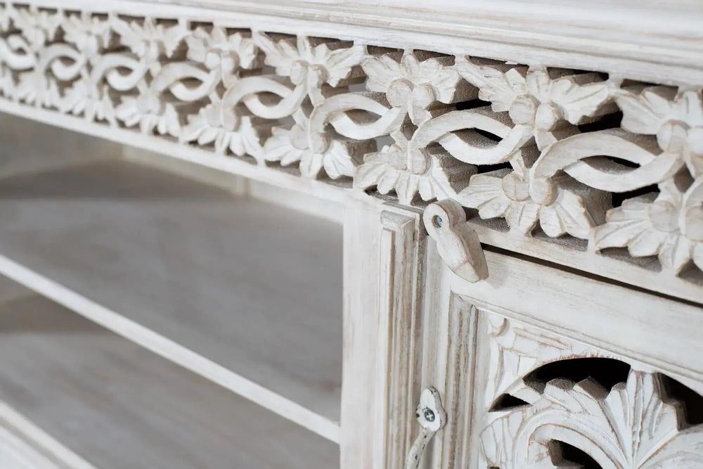Meubles TV - Meuble TV en bois manguier blanc vieilli - GINER Y COLOMER