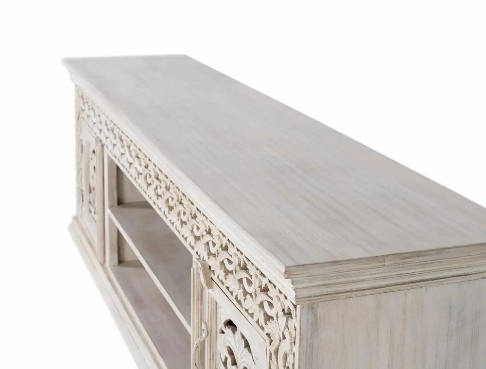 Meubles TV - Meuble TV en bois manguier blanc vieilli - GINER Y COLOMER