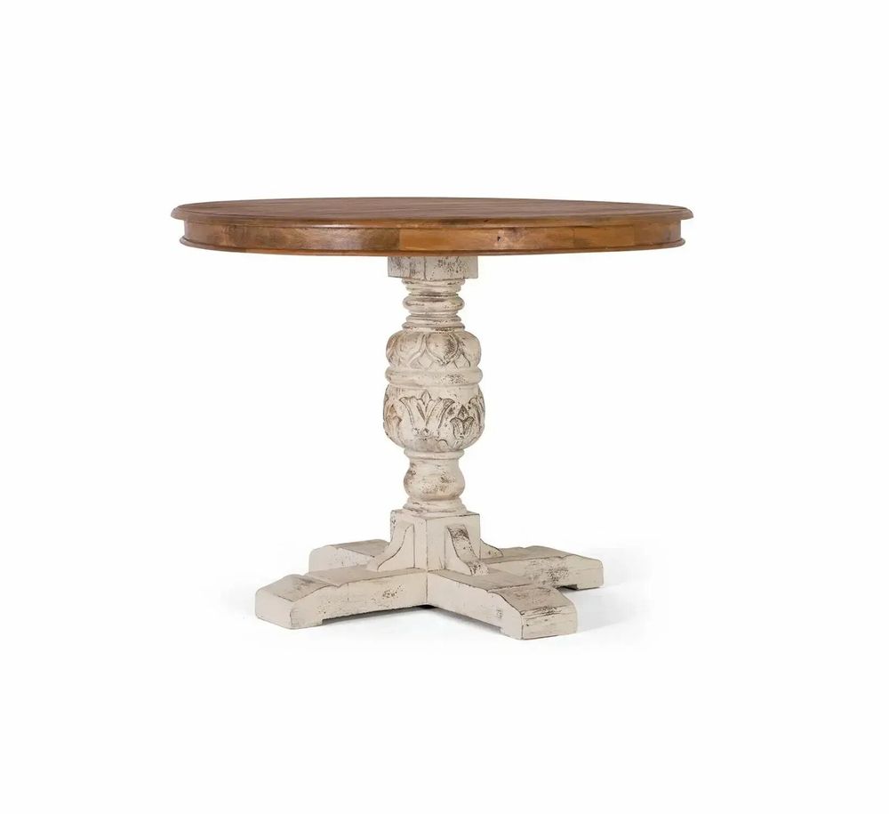 Tables Salle à Manger - Table à manger en manguier naturel et blanc vieilli 1 mètre - GINER Y COLOMER