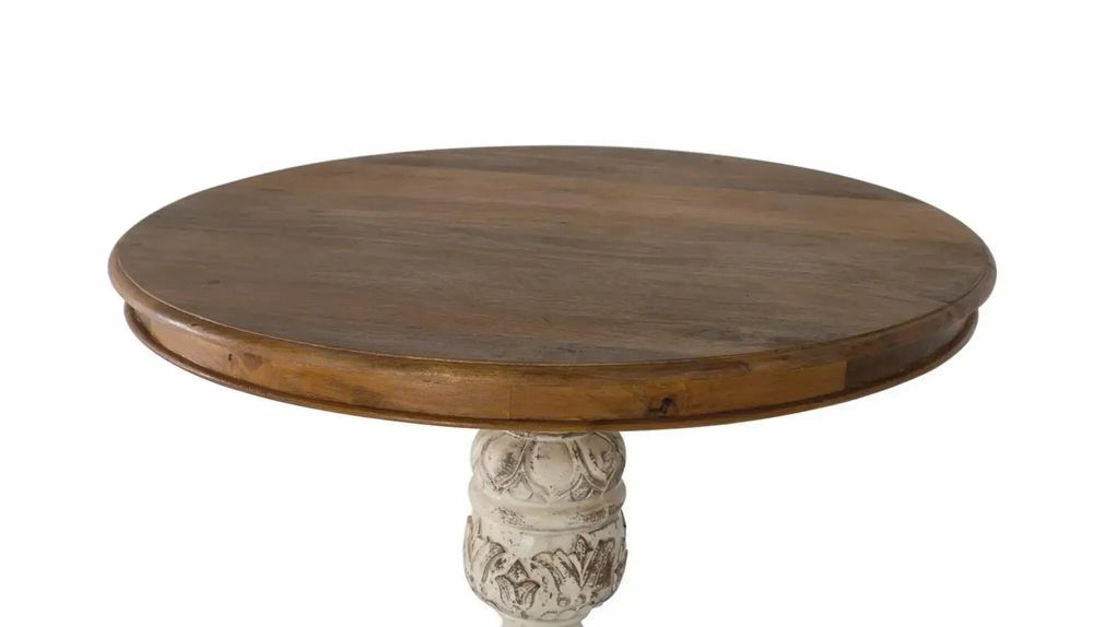 Tables Salle à Manger - Table à manger en manguier naturel et blanc vieilli 1 mètre - GINER Y COLOMER