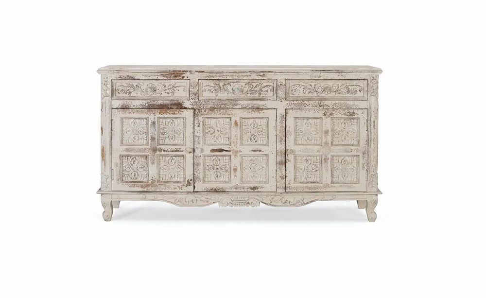 Buffets - Buffet en bois manguier blanc craquelé - GINER Y COLOMER