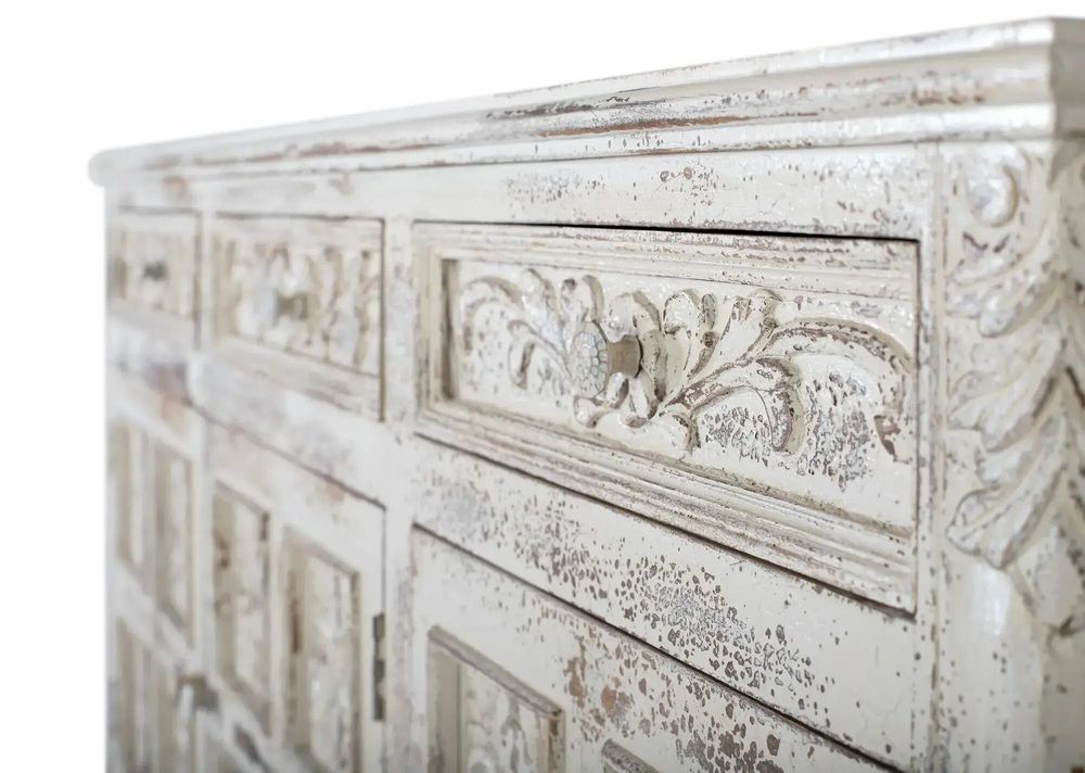 Buffets - Buffet en bois manguier blanc craquelé - GINER Y COLOMER