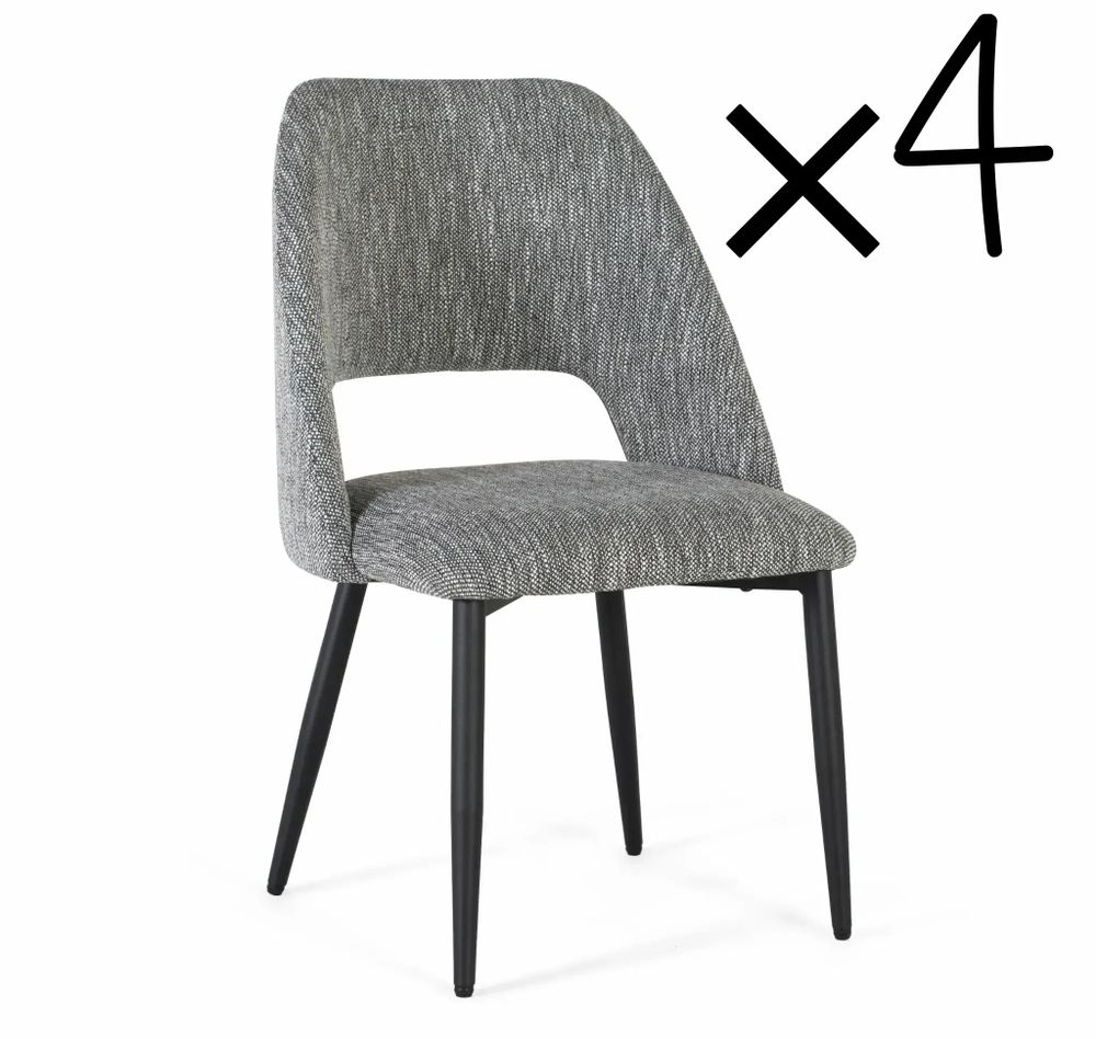 Chaises - Lot de 4 chaises en tissu gris et métal - GINER Y COLOMER