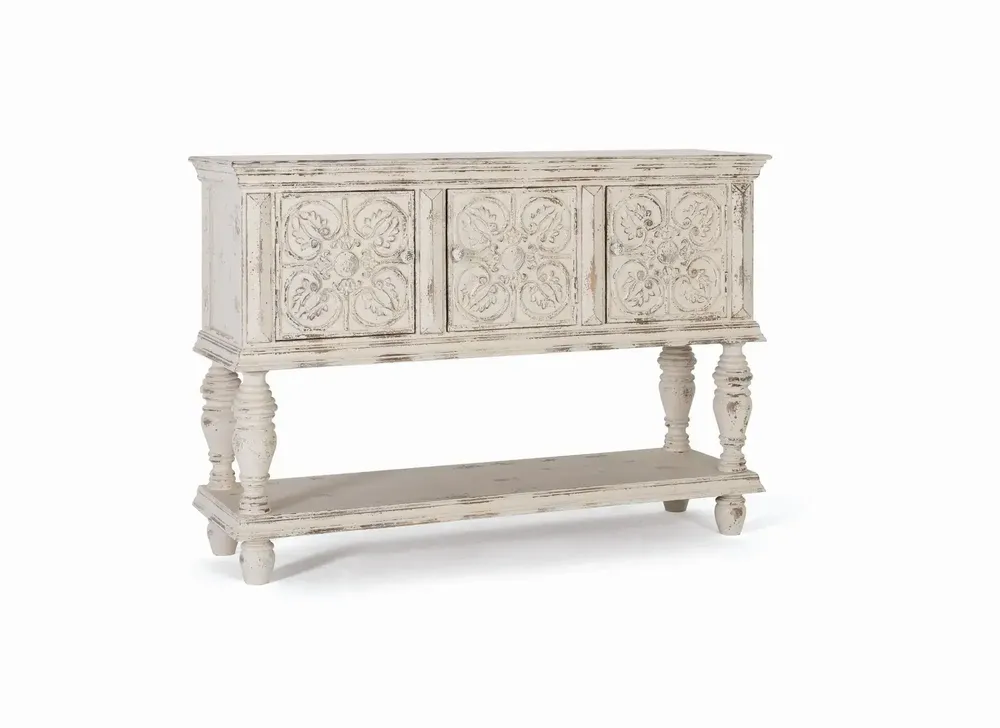 Console table - Console in aged white mango wood - GINER Y COLOMER
