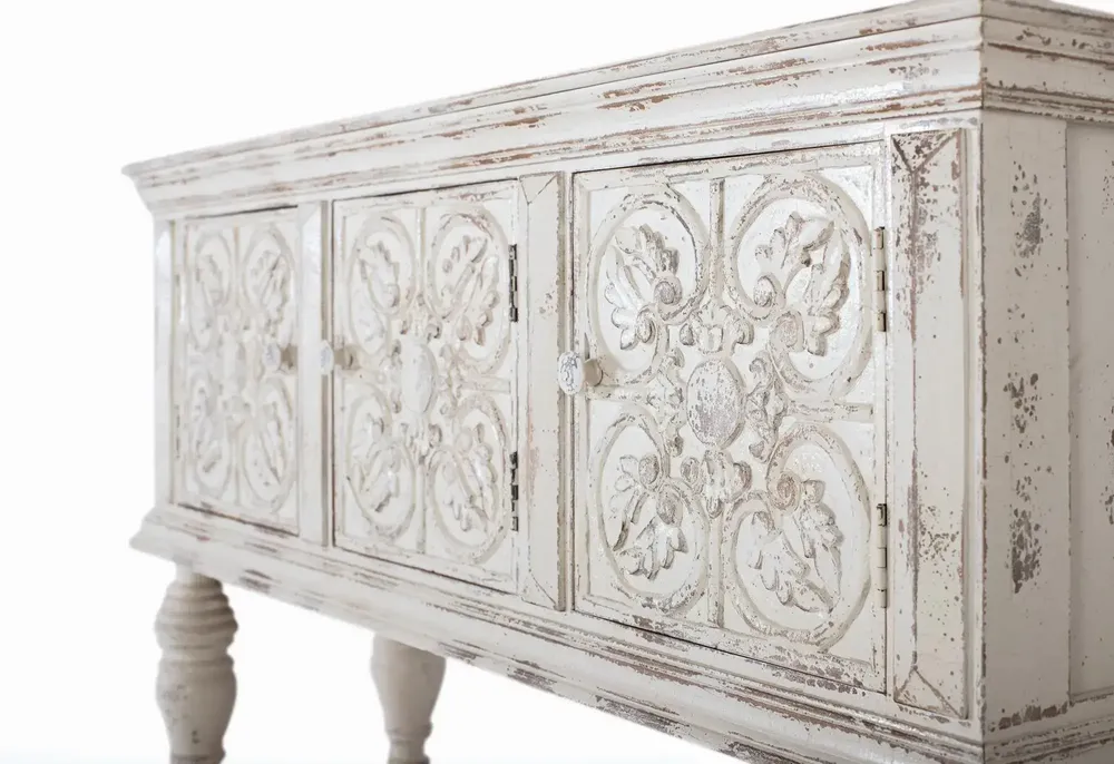 Console table - Console in aged white mango wood - GINER Y COLOMER