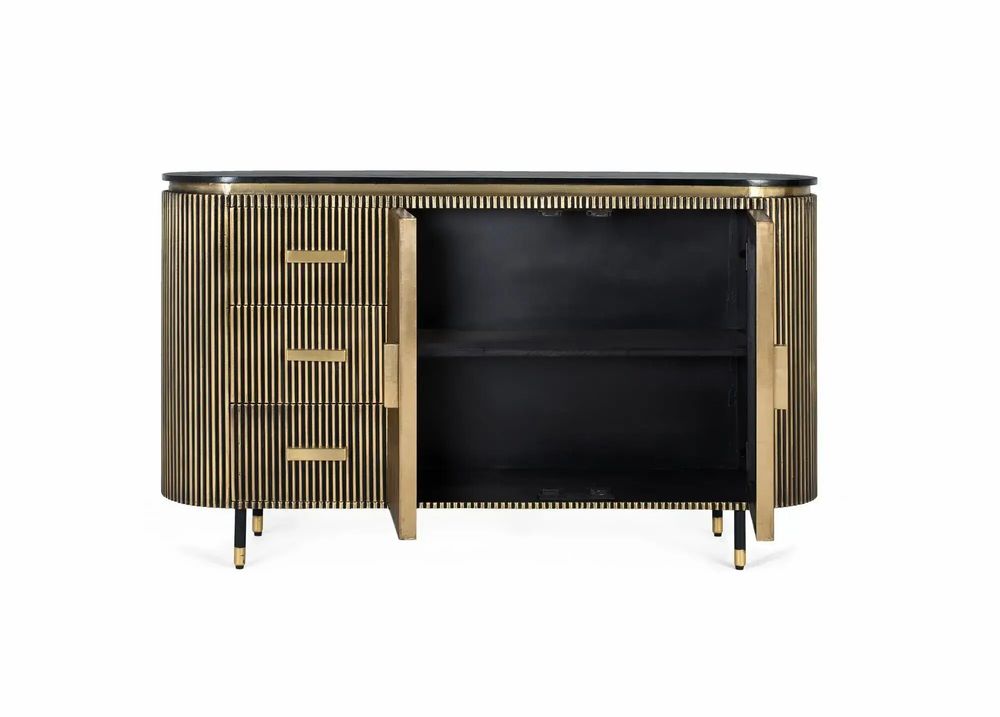 Sideboards - Mango wood and bronze sideboard 150cm - GINER Y COLOMER