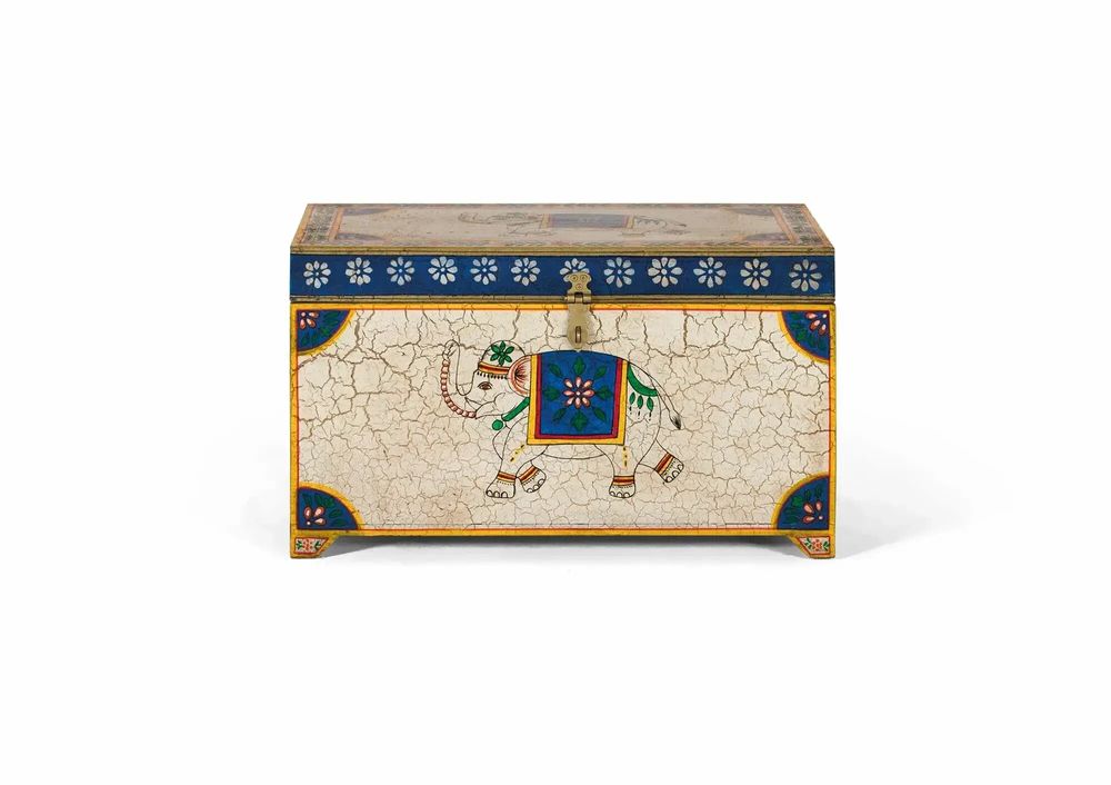 Boîtes de rangement - Coffre en bois manguier peint à la main multicolore - GINER Y COLOMER
