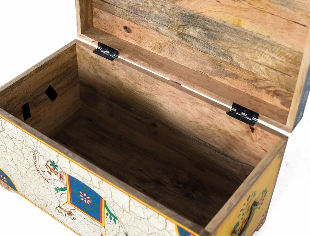 Boîtes de rangement - Coffre en bois manguier peint à la main multicolore - GINER Y COLOMER