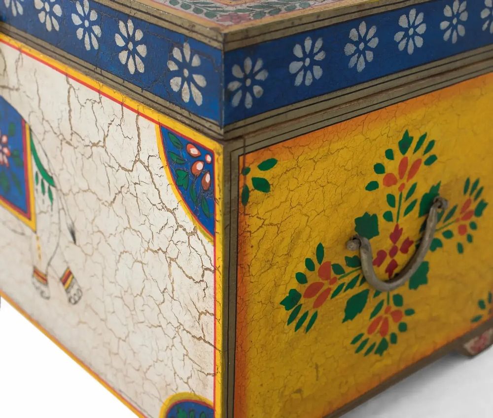Boîtes de rangement - Coffre en bois manguier peint à la main multicolore - GINER Y COLOMER