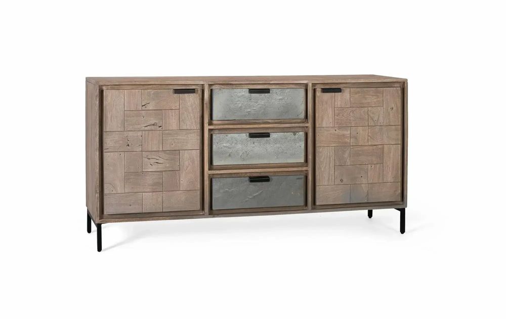 Buffets - Buffet fait à la main en bois d'acacia et métal 160cm - GINER Y COLOMER