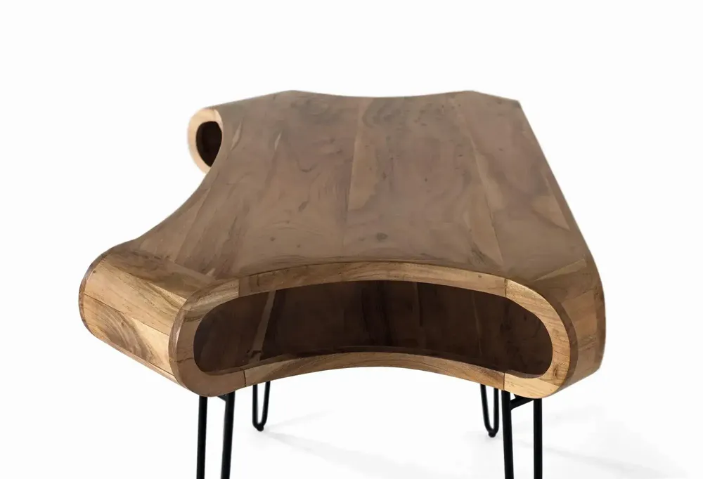 Bureaux - Bureau réalisé à la main en bois d'acacia et métal 120cm - GINER Y COLOMER