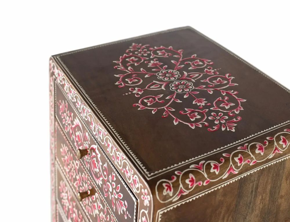 Commodes - Sinfonier avec 6 tiroirs en bois de manguier et détails multicolores - GINER Y COLOMER