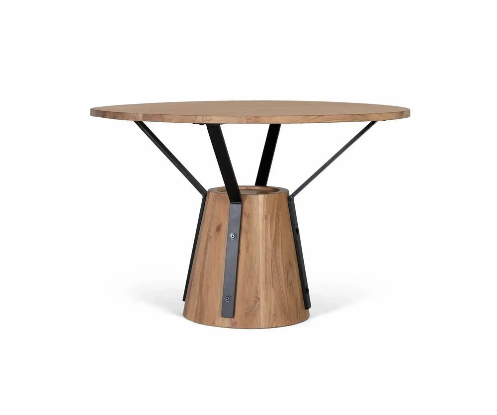 Dining Tables - Round dining table in mango wood and metal diameter 116cm - GINER Y COLOMER