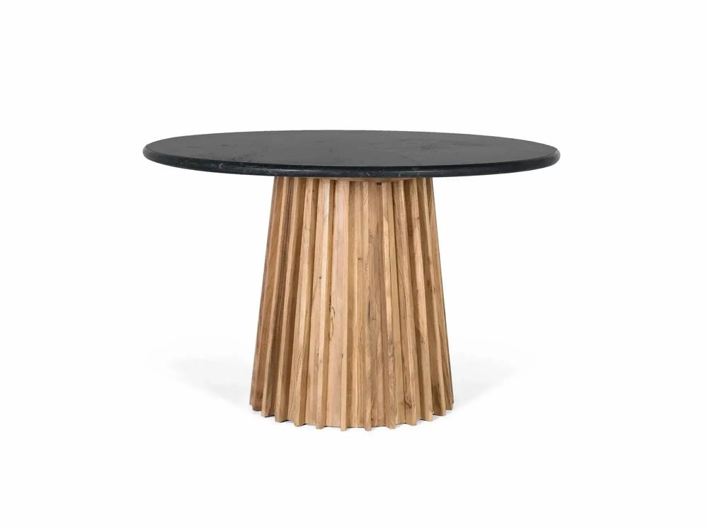 Dining Tables - Round dining table in mango wood and marble diameter 120cm - GINER Y COLOMER