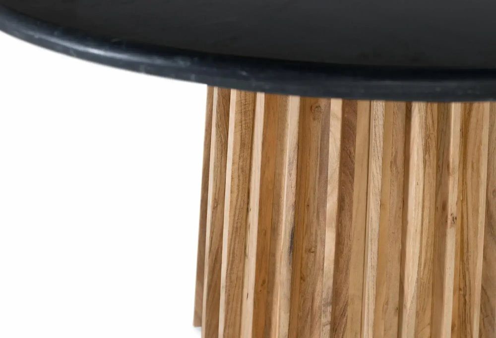 Dining Tables - Round dining table in mango wood and marble diameter 120cm - GINER Y COLOMER