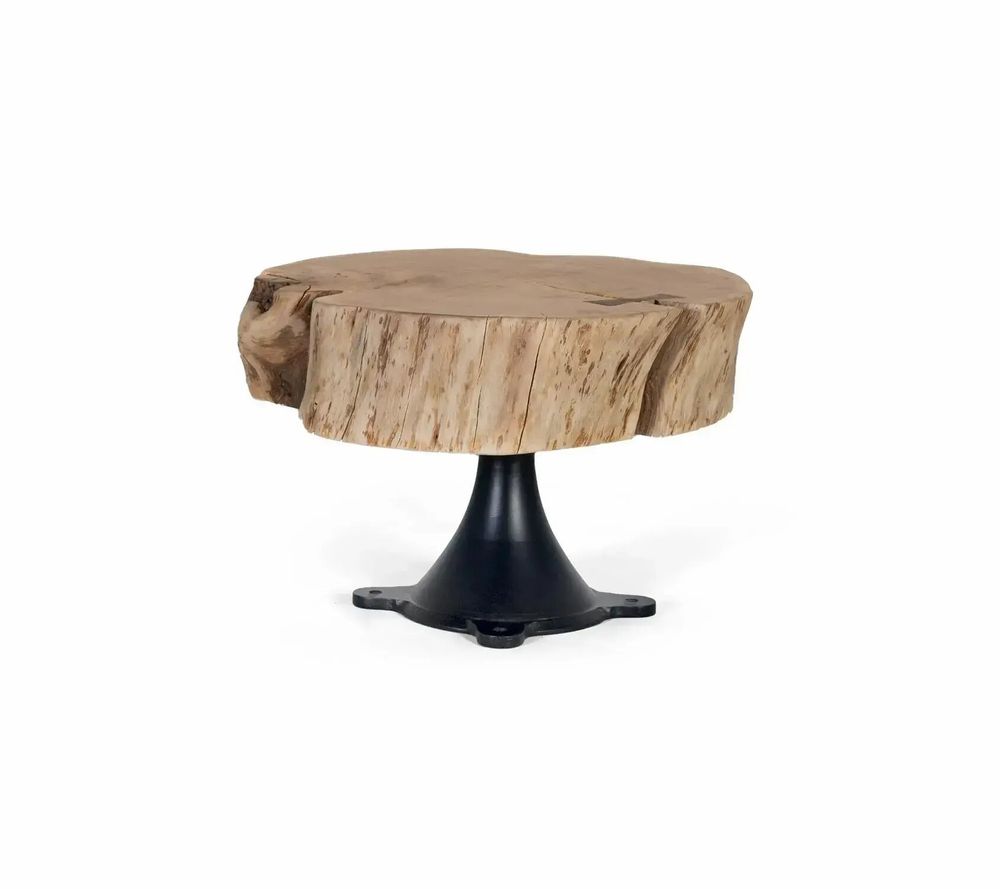 Coffee tables - Mango wood coffee table and metal legs diameter 65cm - GINER Y COLOMER