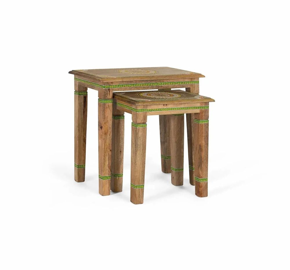 Tables basses - Lot de 2 tables gigognes en bois de manguier peint à la main - GINER Y COLOMER