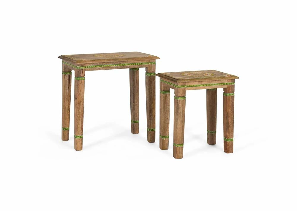 Tables basses - Lot de 2 tables gigognes en bois de manguier peint à la main - GINER Y COLOMER
