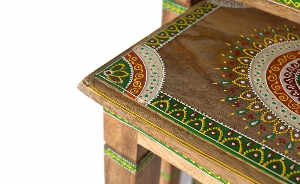 Tables basses - Lot de 2 tables gigognes en bois de manguier peint à la main - GINER Y COLOMER