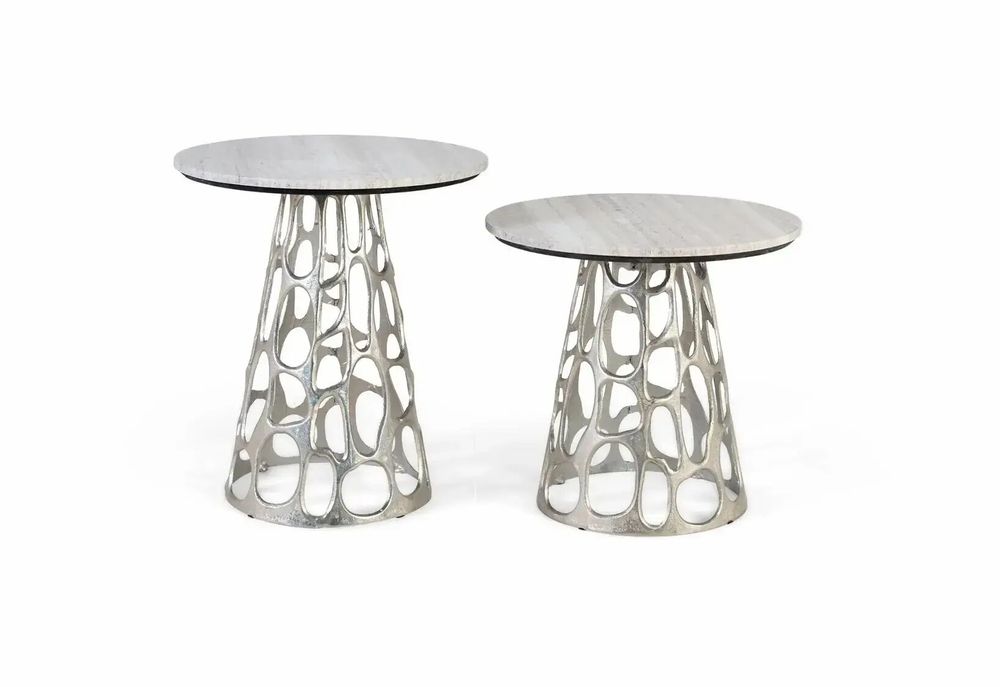 Coffee tables - Set of two coffee tables with circular marble top - GINER Y COLOMER